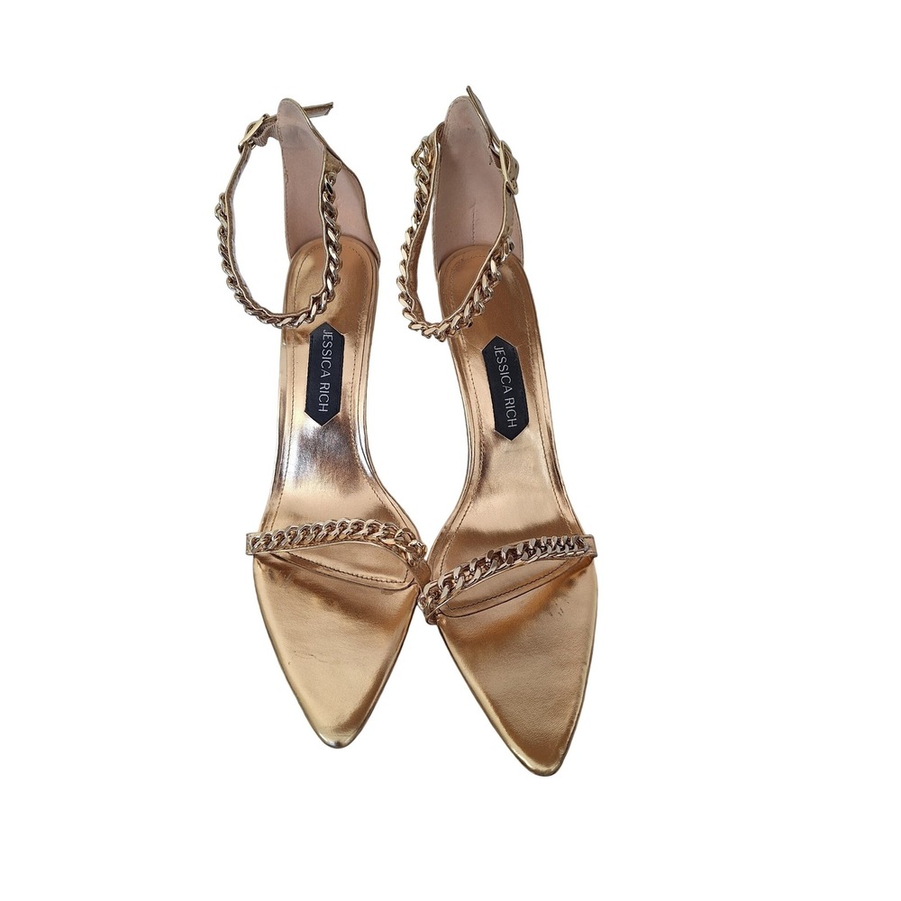 Jessica‎ Rich Shoes Womens Size 42 High Heel Gold Chain Stilettos Sandals